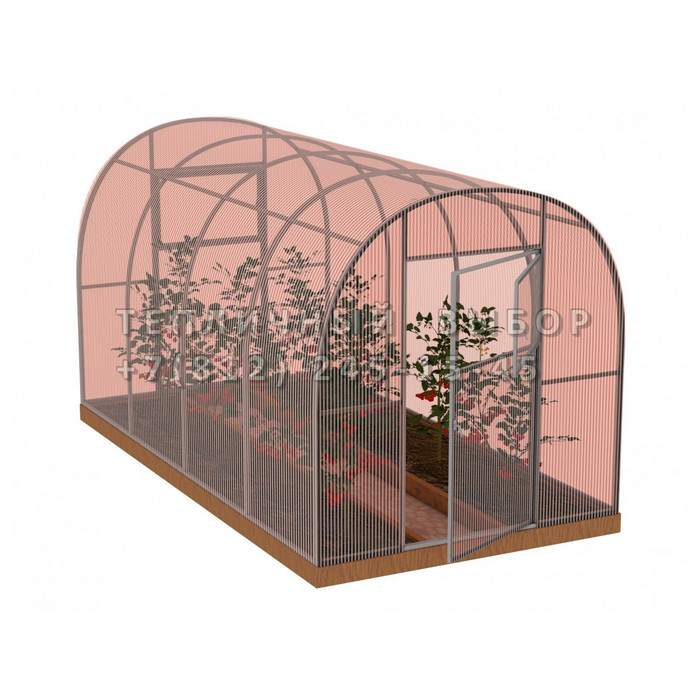 Теплица из поликарбоната-фито Усиленная Арочная 2,1х4 h=2 м профиль 20х20 мм