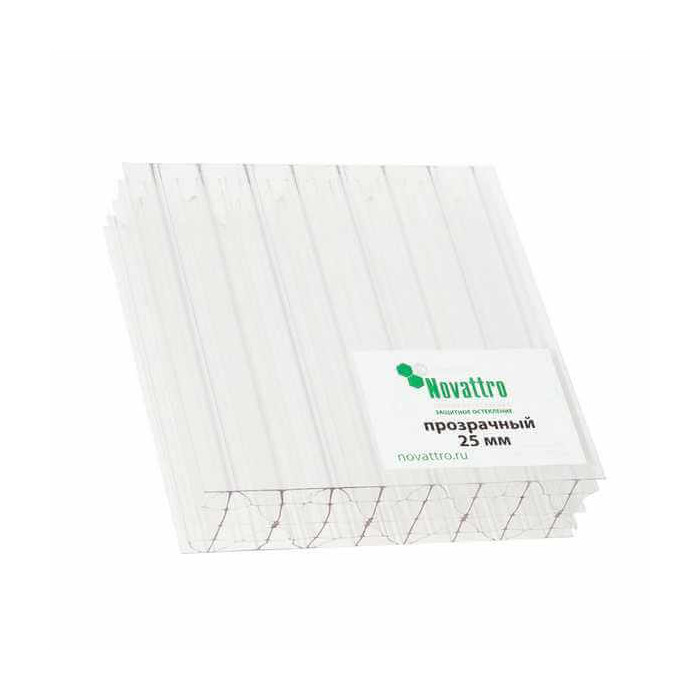 Сотовый поликарбонат 25 мм NOVATTRO прозрачный 2100х12000 мм